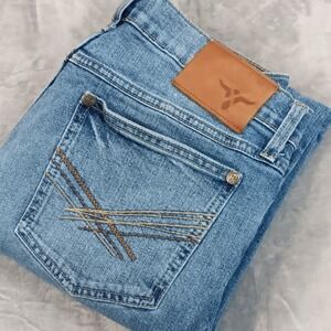 Wrangler 20X 30x30 Relaxed Fit Jeans Designer Back Pocket Details Light Wash